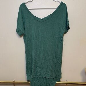 Shop Basic Green V-Neck T-Shirt